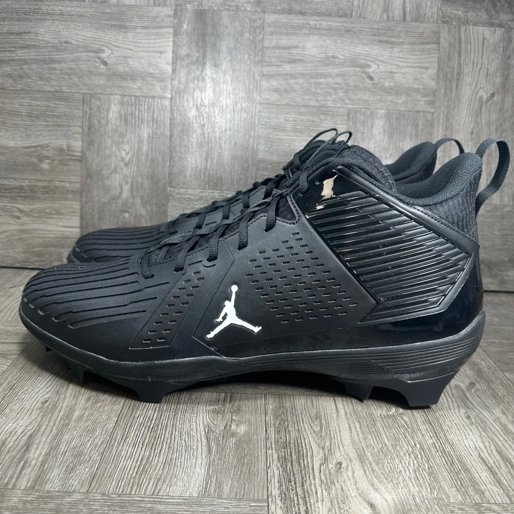 Jordan 1 Retro MCS Football Cleats Mens 14 Black Molded Athletic NEW FJ4971-001